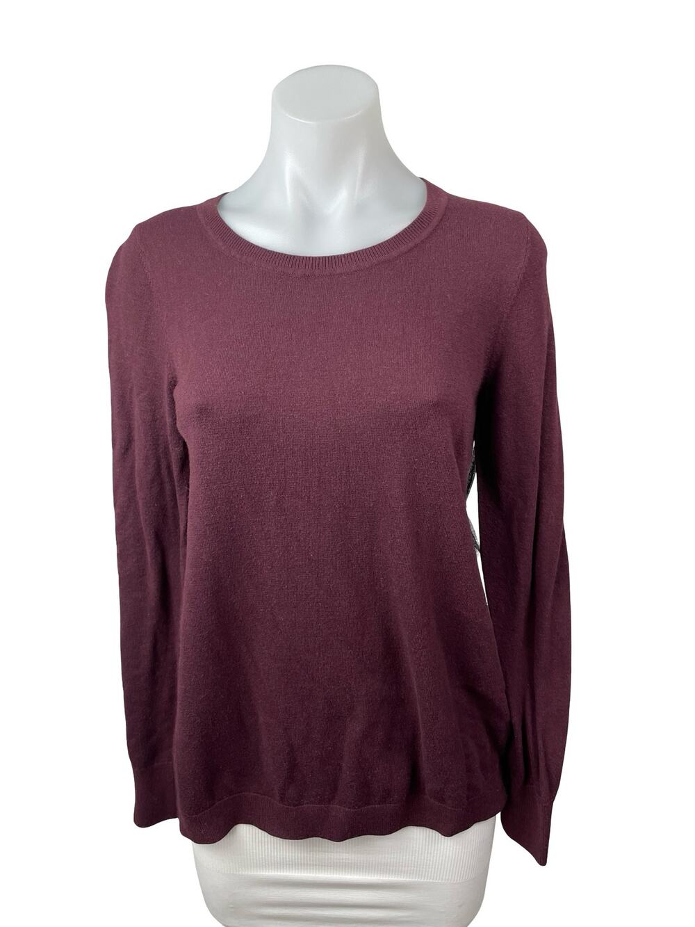 Chelsea 28 Red Maroon Sheer Mesh Back Ruffle Long Sleeve Sweatshirt Top Size M